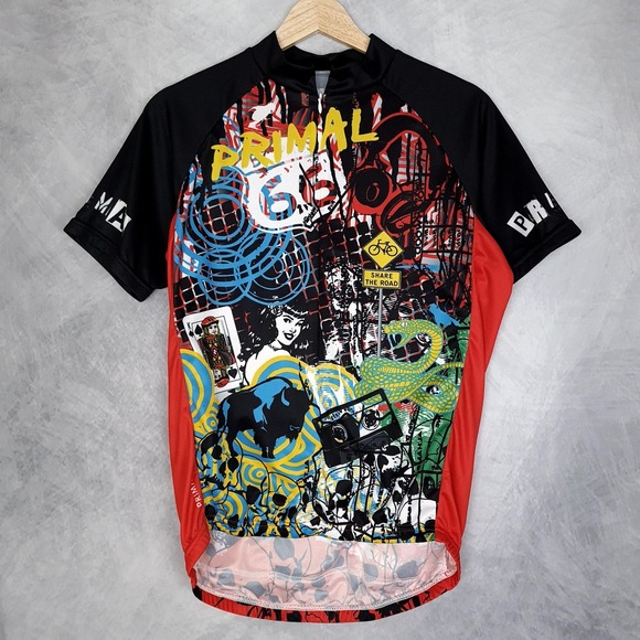 Primal Cycling Jersey Mens Medium Road Bike Shirt Snake Skull Pinup Girl 90s Y2K - Picture 1 of 16